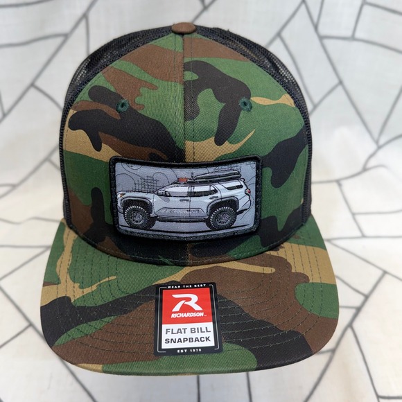 Richardson Trucker Hat OS Camo Toyota 4Runner Patch Flat Bill Snapback Style 511